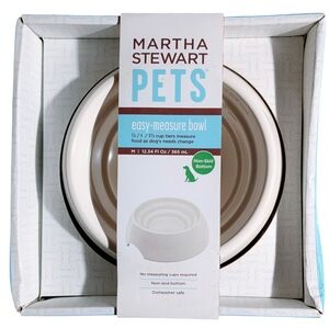 MARTHA STEWART Pet Easy Measure Dog Bowl Medium Cream Non Skid Bottom *PLZ READ*